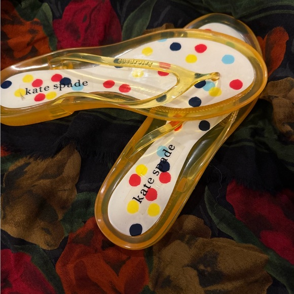 kate spade Shoes - kate spade Yellow Transparent Jelly Flip Flops with Multicolor Polka Dots